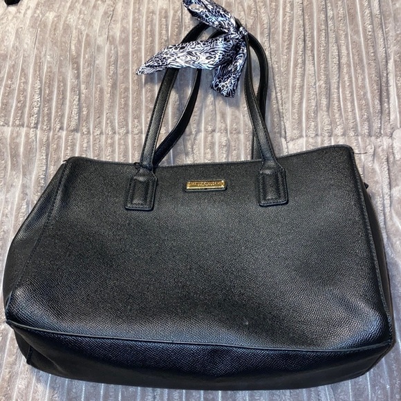 London Fog Handbags - London fog black bag shoulder bag with ribbon multi pocket medium size​​​